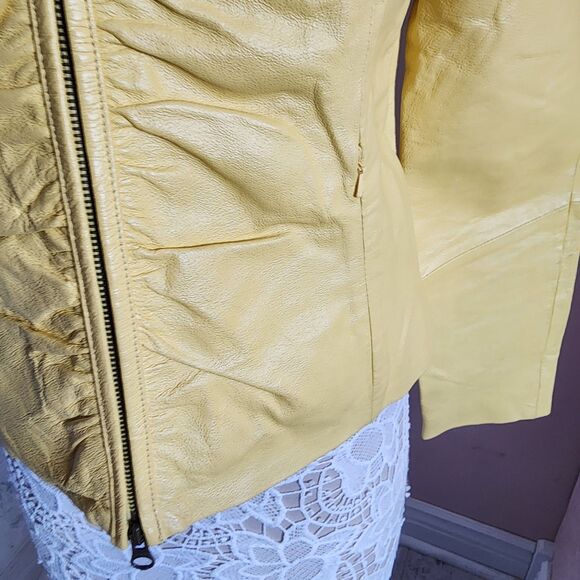 Flawless Yellow Leather Wilsons Maxima jacket coat M such a fun color - Picture 9 of 15